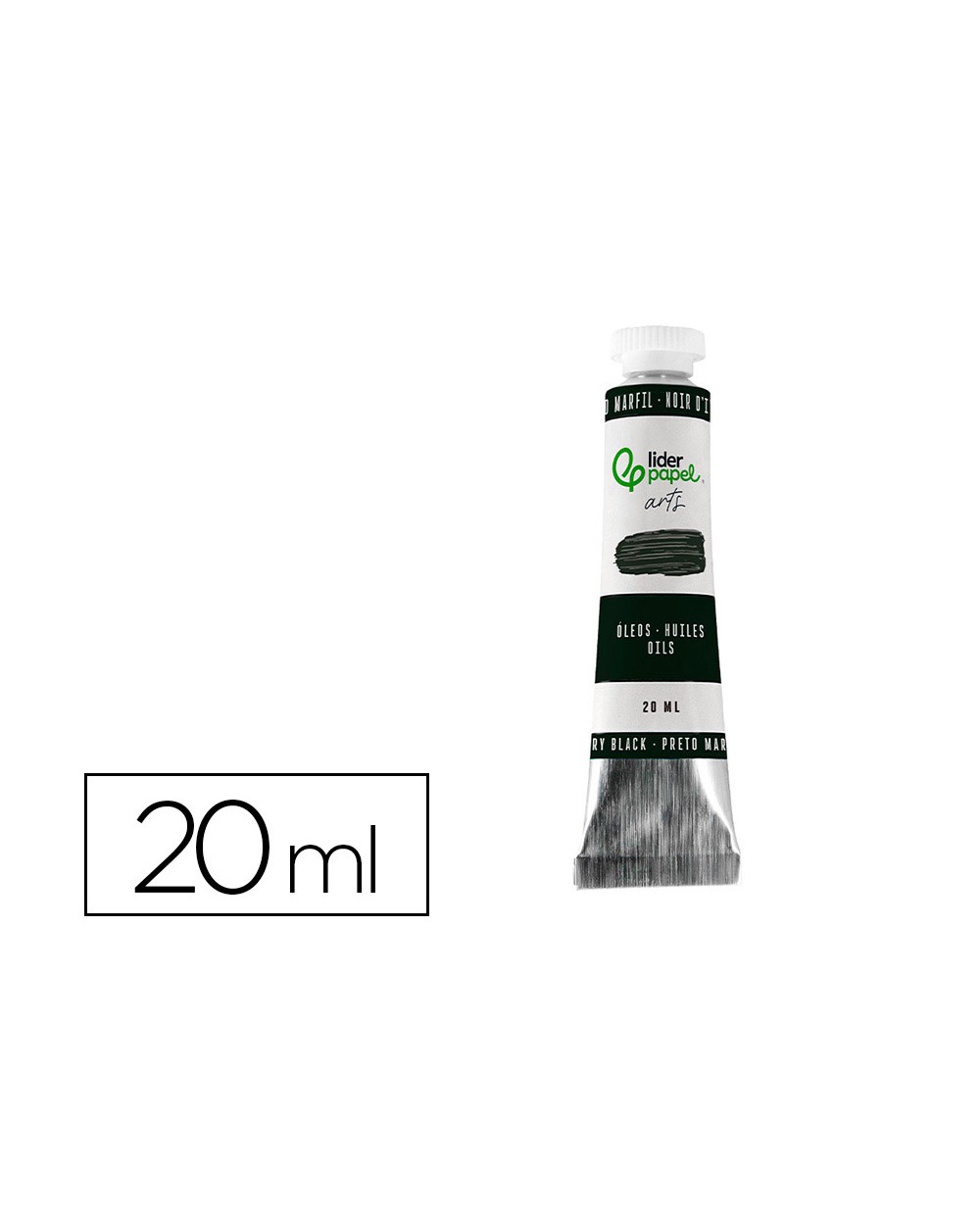 Pintura al oleo liderpapel tubo de aluminio de 20 ml color negro marfil