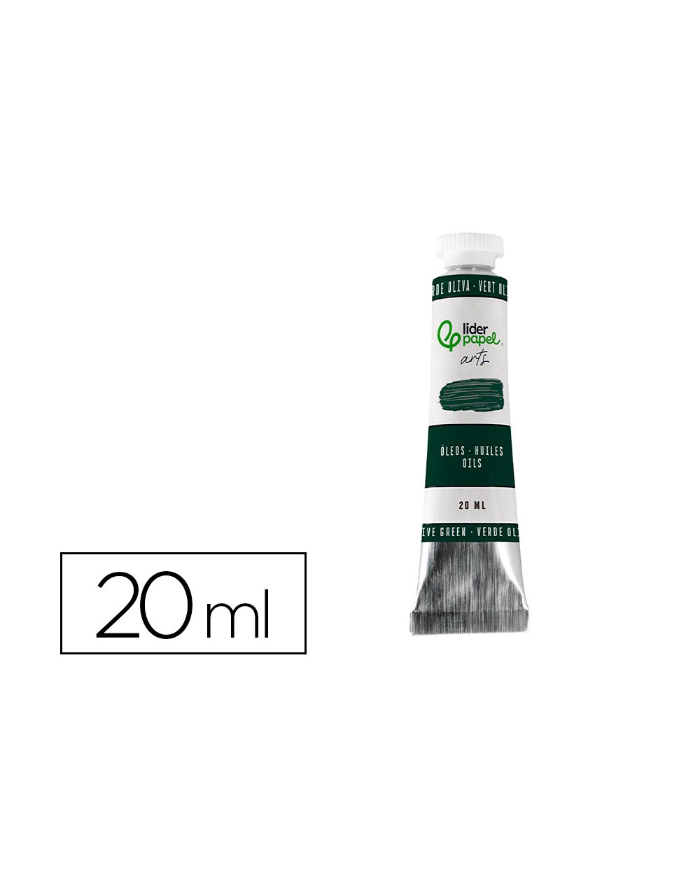 Pintura al oleo liderpapel tubo de aluminio de 20 ml color verde oliva