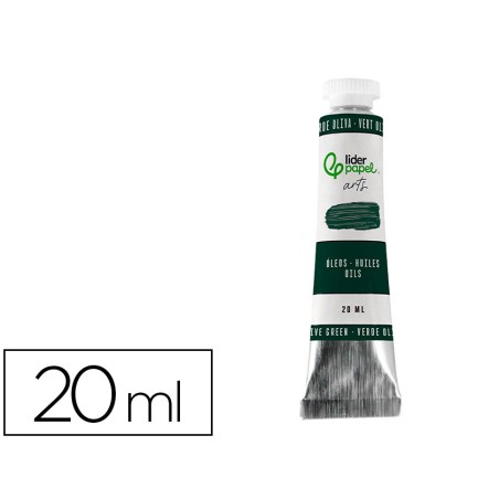 Pintura al oleo liderpapel tubo de aluminio de 20 ml color verde oliva