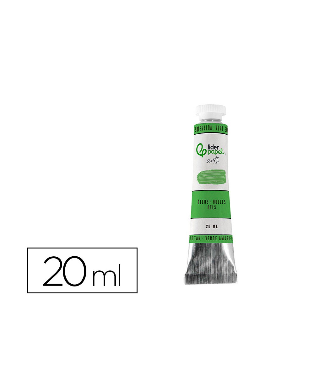 Pintura al oleo liderpapel tubo de aluminio de 20 ml color verde esmeralda