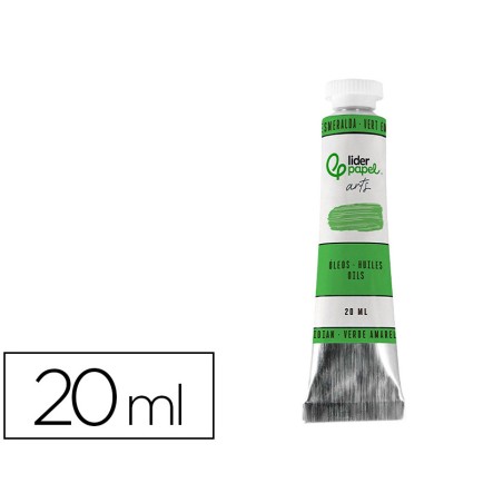 Pintura al oleo liderpapel tubo de aluminio de 20 ml color verde esmeralda