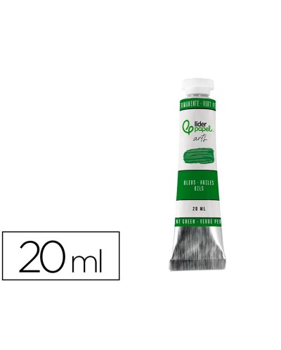 Pintura al oleo liderpapel tubo de aluminio de 20 ml color verde permanente