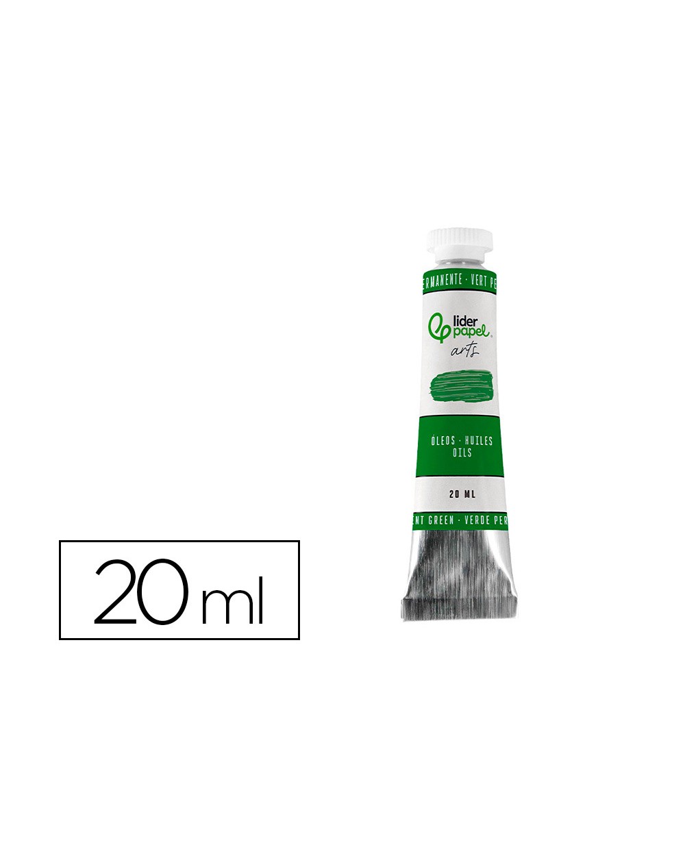Pintura al oleo liderpapel tubo de aluminio de 20 ml color verde permanente