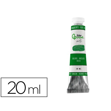 Pintura al oleo liderpapel tubo de aluminio de 20 ml color verde permanente