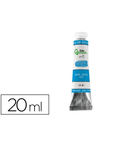 Pintura al oleo liderpapel tubo de aluminio de 20 ml color azul cian