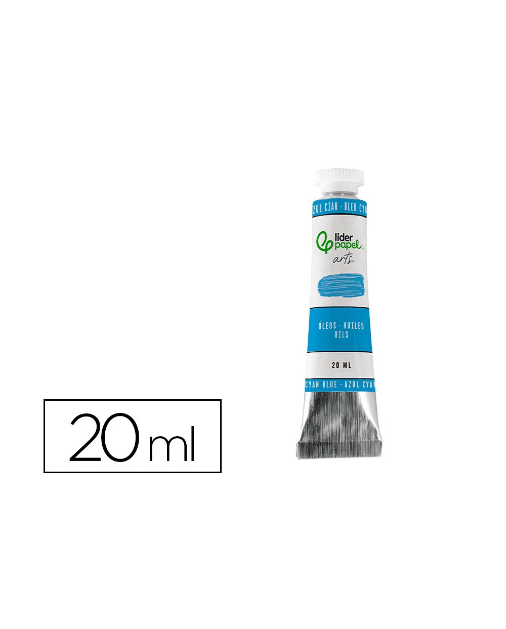 Pintura al oleo liderpapel tubo de aluminio de 20 ml color azul cian