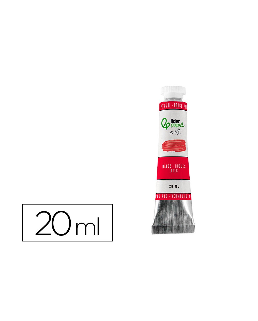 Pintura al oleo liderpapel tubo de aluminio de 20 ml color rojo pirrol