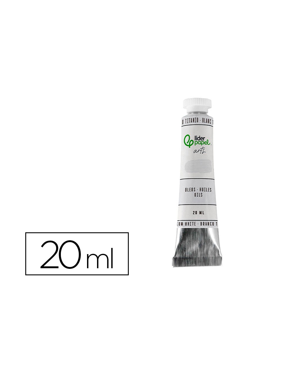 Pintura al oleo liderpapel tubo de aluminio de 20 ml color blanco titanio