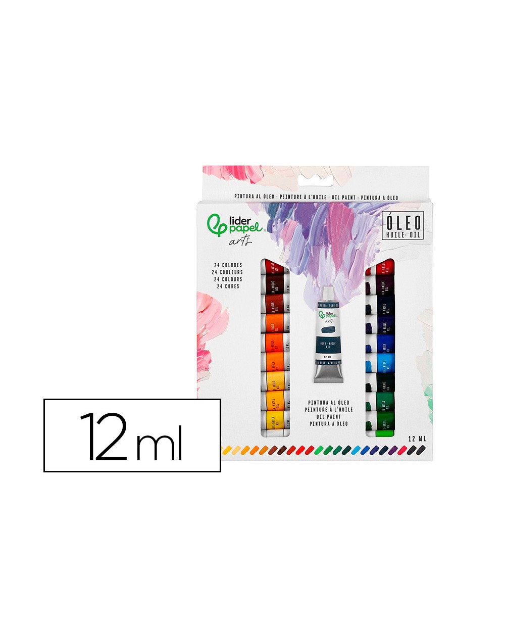 Pintura al oleo liderpapel caja de 24 tubos de aluminio de 12 ml colores surtidos