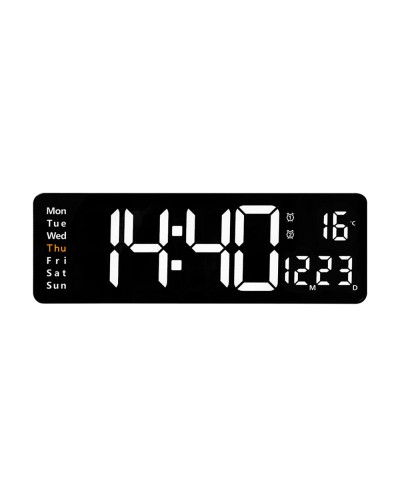 Reloj q connect de pared y sobremesa digital con temperatura y mando a distancia 387x32x130 mm