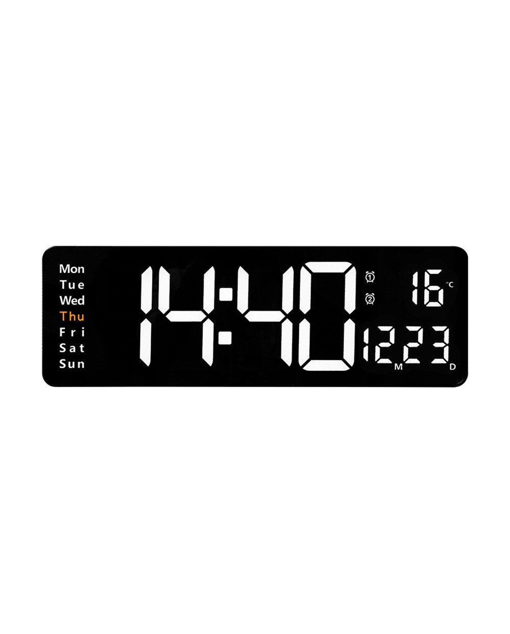 Reloj q connect de pared y sobremesa digital con temperatura y mando a distancia 387x32x130 mm