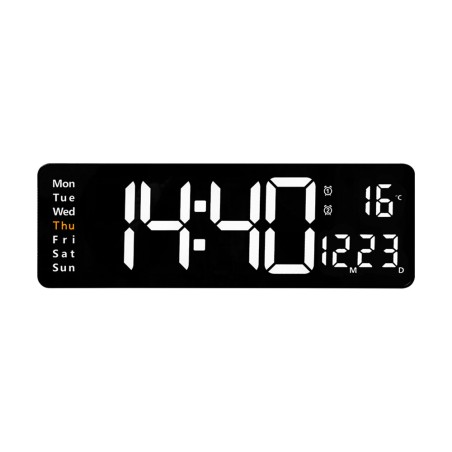 Reloj q connect de pared y sobremesa digital con temperatura y mando a distancia 387x32x130 mm