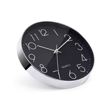 Reloj q connect de pared analogico plateado silencioso 305x305x40mm