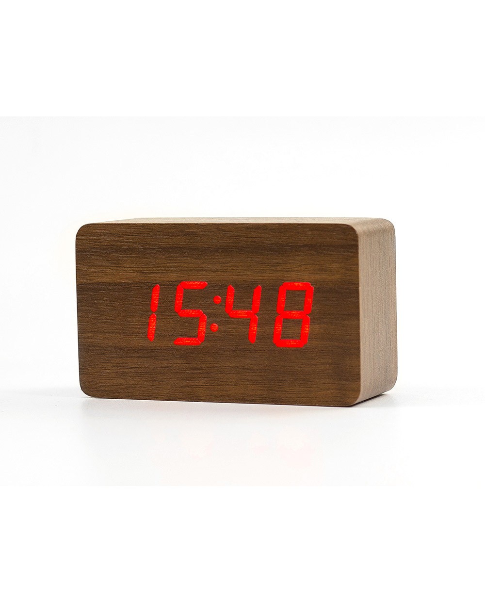 Reloj q connect sobremesa digital acabado madera luz roja 100x40x60mm
