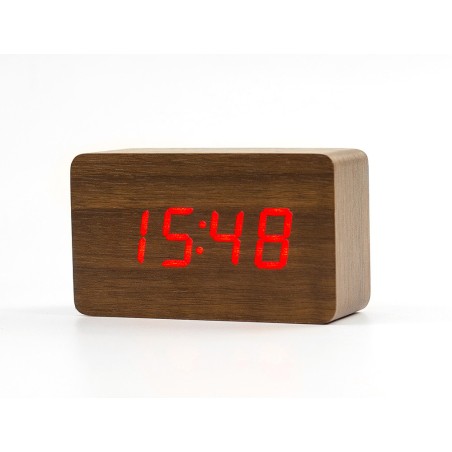 Reloj q connect sobremesa digital acabado madera luz roja 100x40x60mm