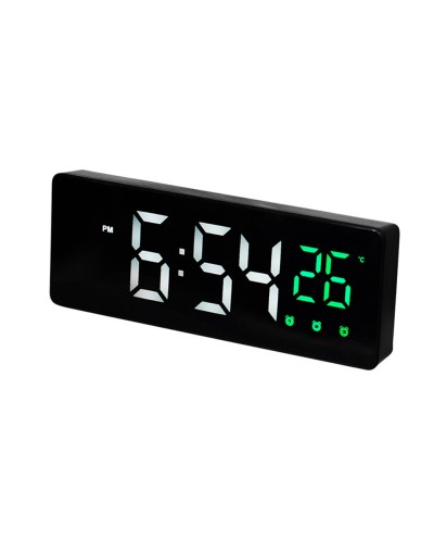 Reloj q connect sobremesa digital con temperatura 3 alarmas control de voz 160x60x25mm