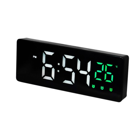 Reloj q connect sobremesa digital con temperatura 3 alarmas control de voz 160x60x25mm