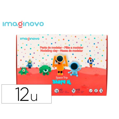 Pasta para modelar imaginovo de secado al aire set de 12 colores shape it space trip herramientas e instrucciones