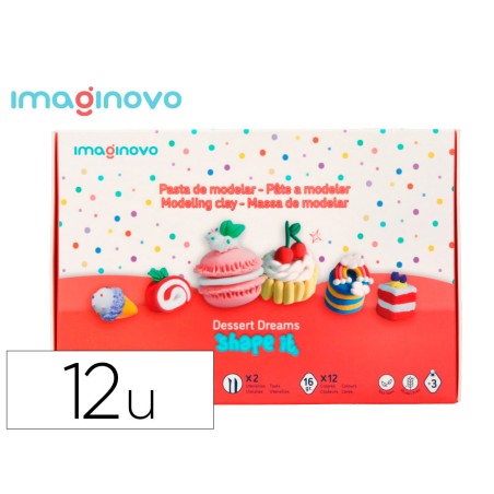 Pasta para modelar imaginovo de secado al aire set de 12 colores shape it dessert dream herramientas e instrucciones
