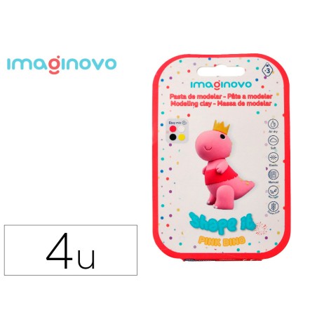 Pasta para modelar imaginovo de secado al aire set de colores surtidos con instrucciones dinosaurio rosa