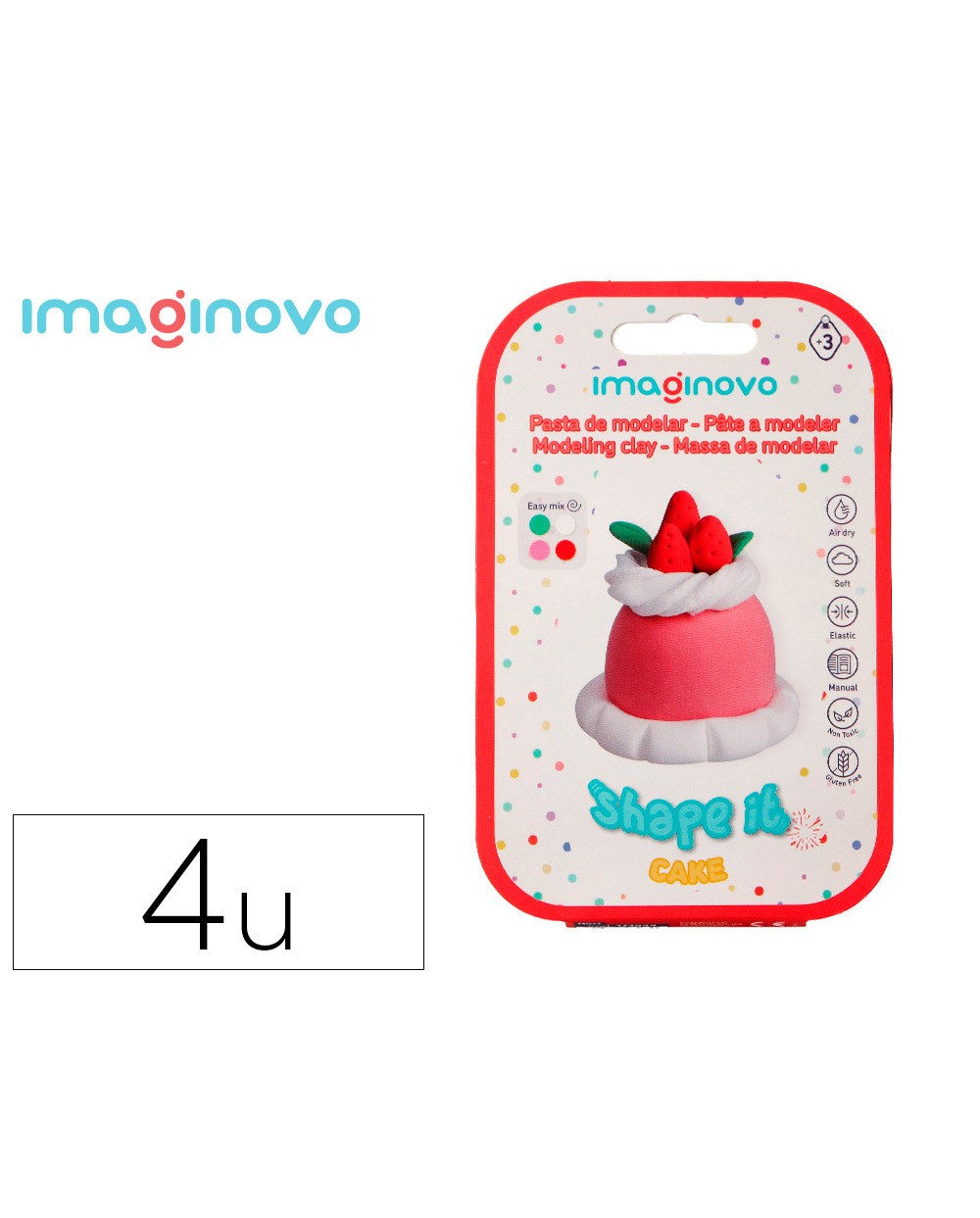 Pasta para modelar imaginovo de secado al aire set de colores surtidos con instrucciones tarta de fresa