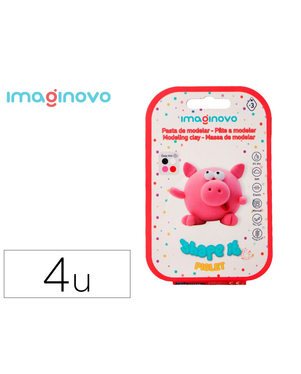Pasta para modelar imaginovo de secado al aire set de colores surtidos con instrucciones cerdito