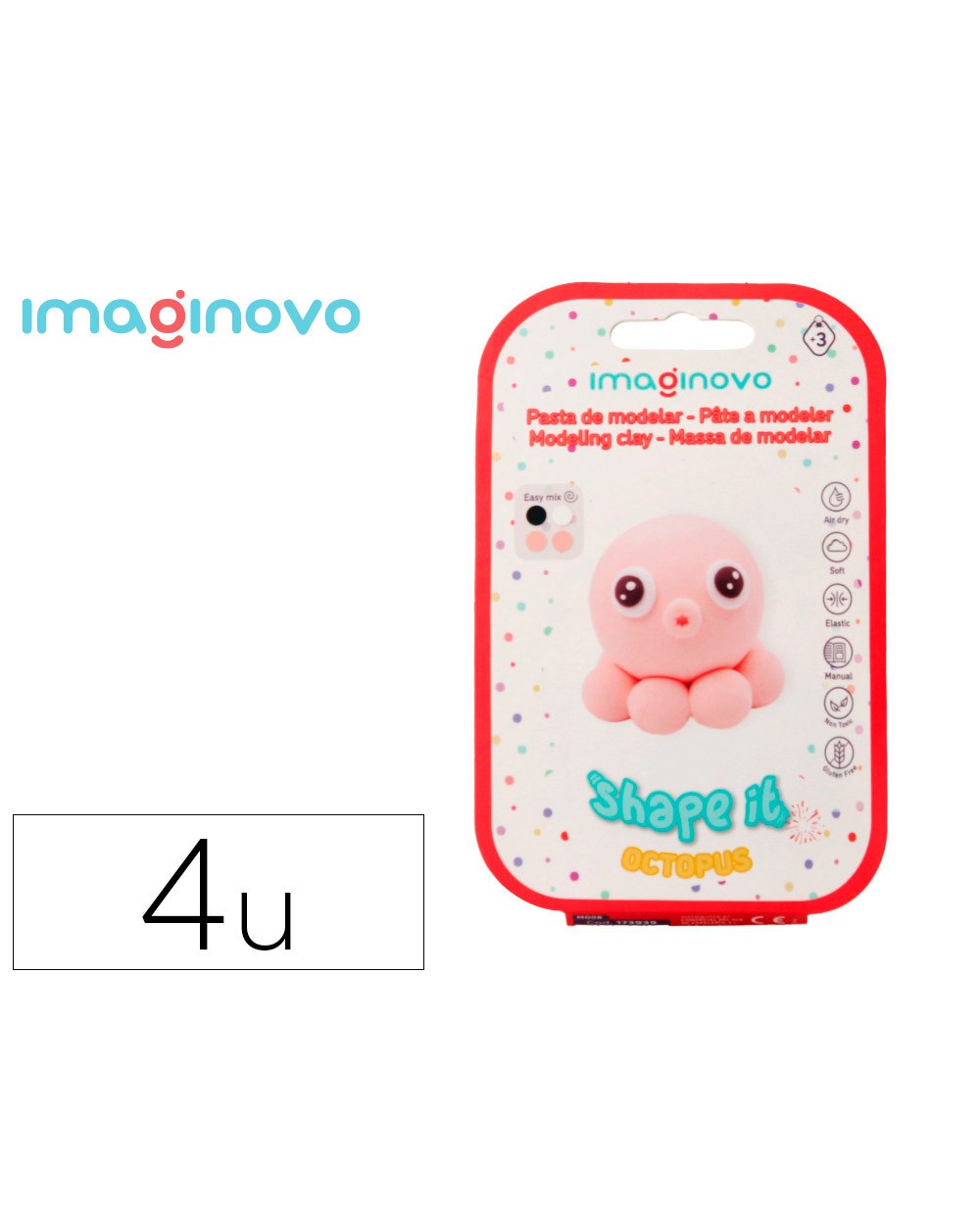 Pasta para modelar imaginovo de secado al aire set de colores surtidos con instrucciones pulpo