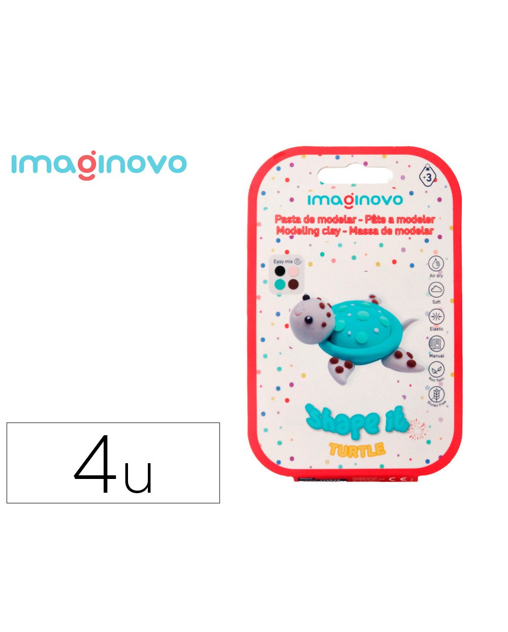 Pasta para modelar imaginovo de secado al aire set de colores surtidos con instrucciones tortuga