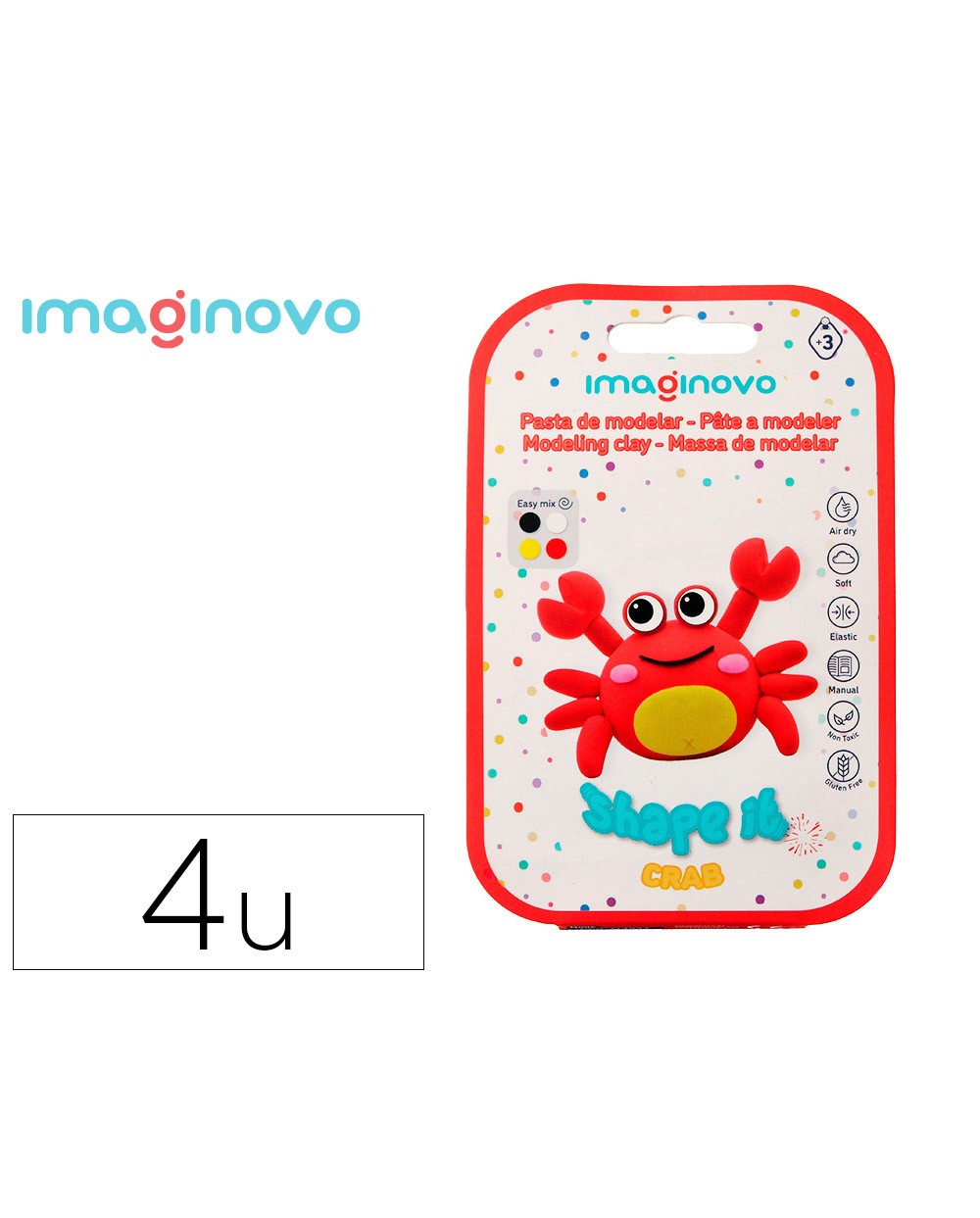 Pasta para modelar imaginovo de secado al aire set de colores surtidos con instrucciones cangrejo