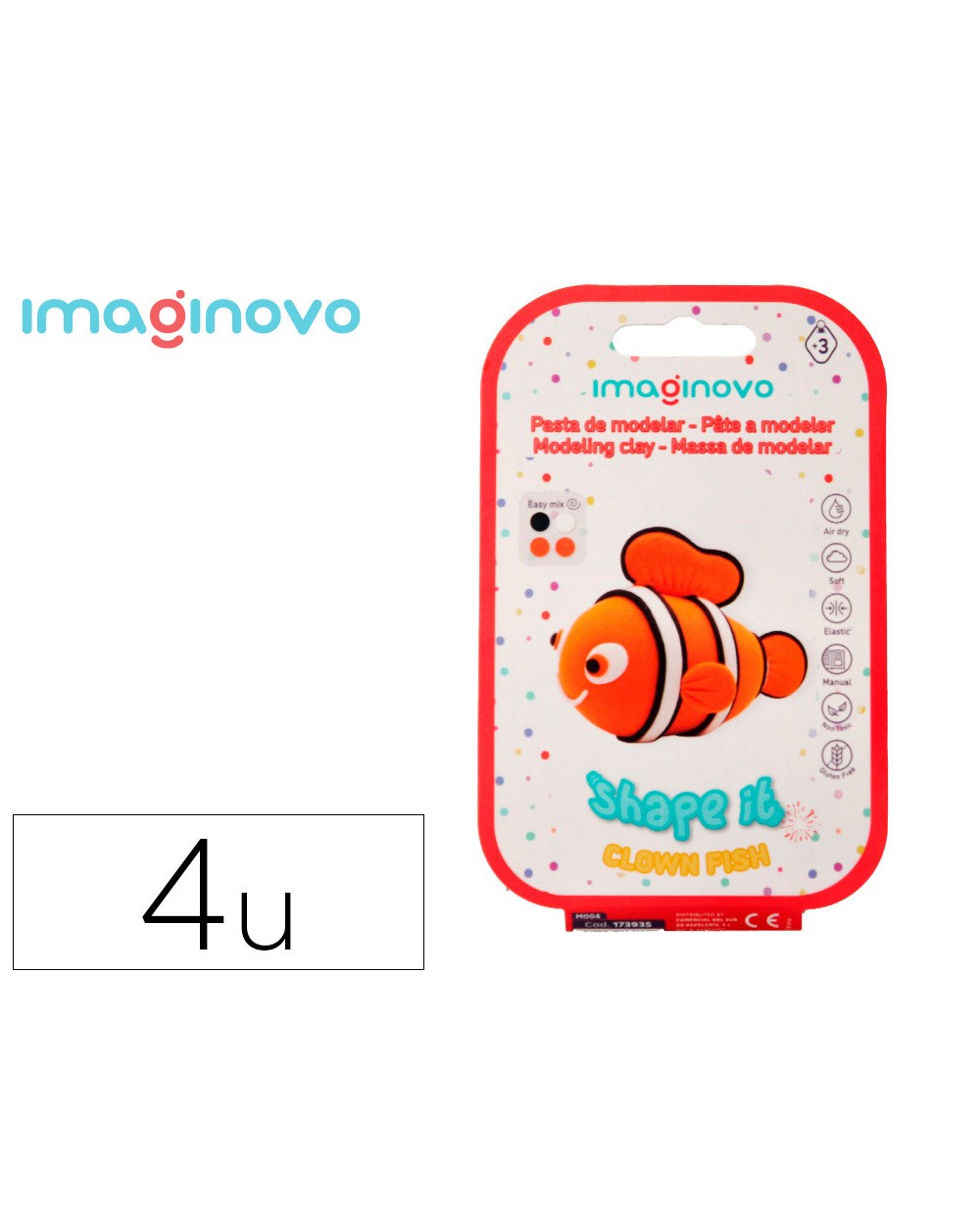 Pasta para modelar imaginovo de secado al aire set de colores surtidos con instrucciones pez payaso