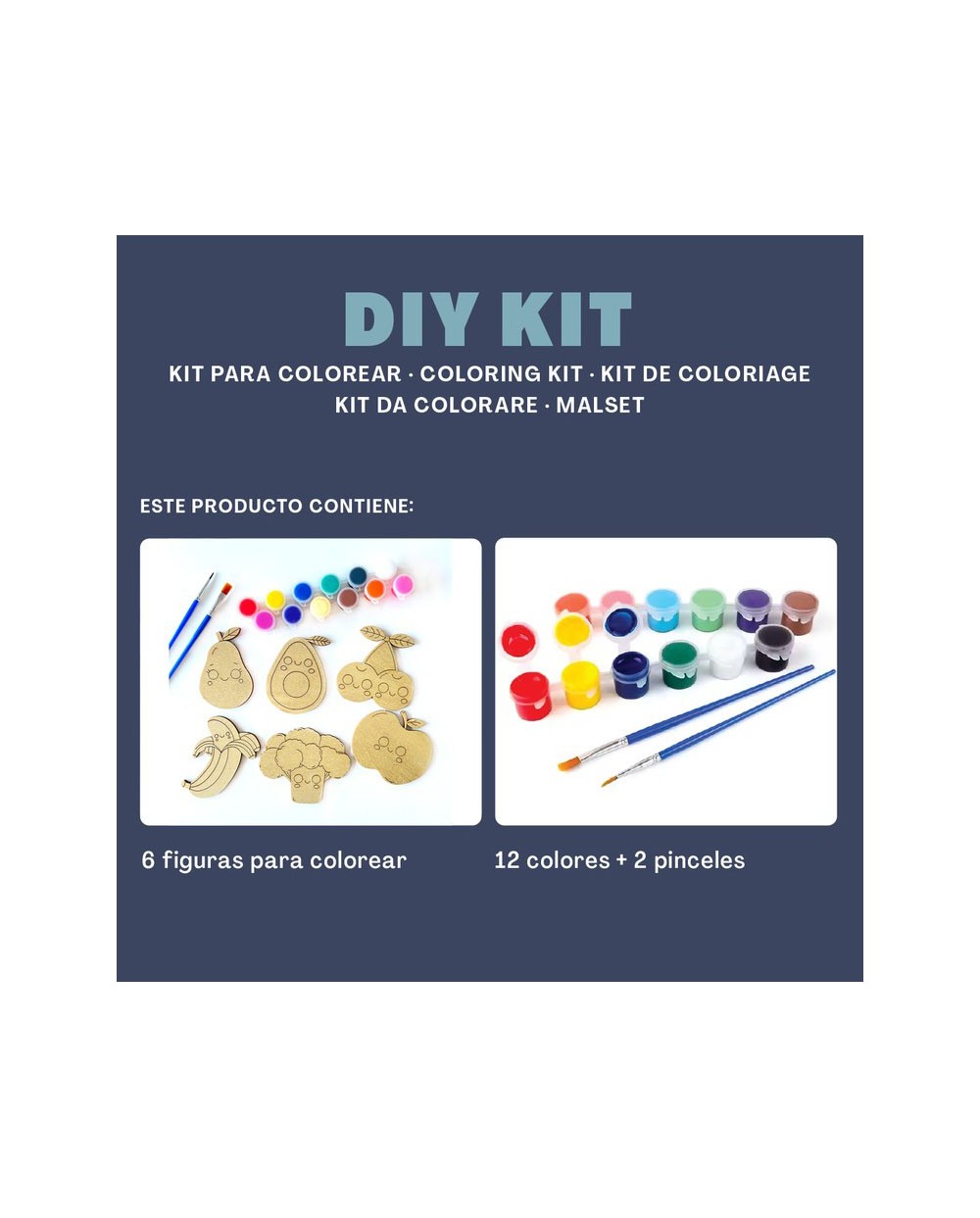 Kit para colorear vintiun fruits and vegetables