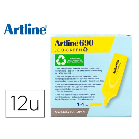 Rotulador artline fluorescente ek 690 eco green punta biselada amarillo