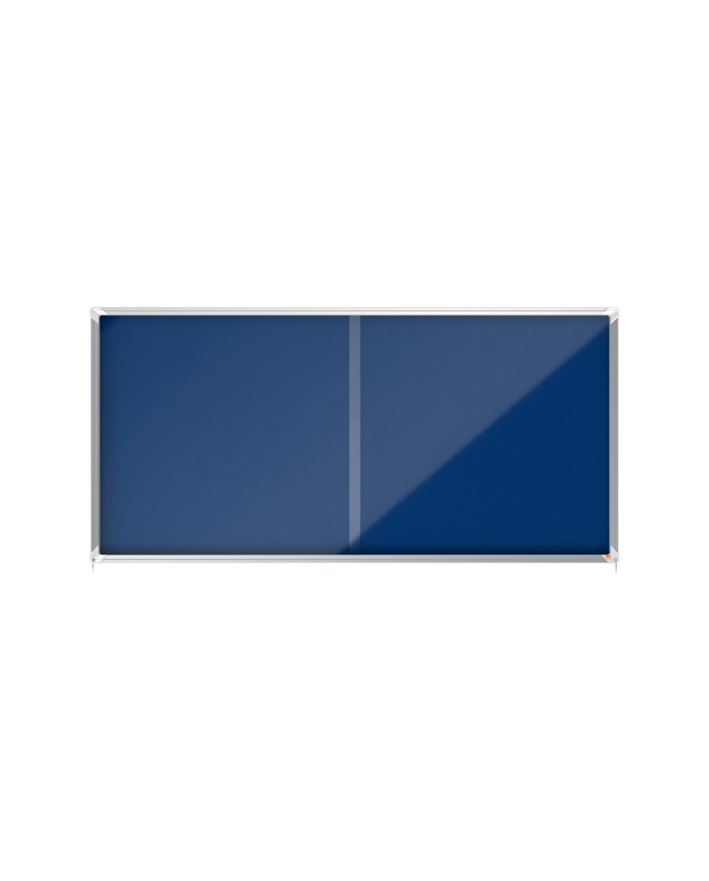 Vitrina de anuncios nobo premium plus fieltro azul con puerta corredera 27 x din a4 2000x970 mm