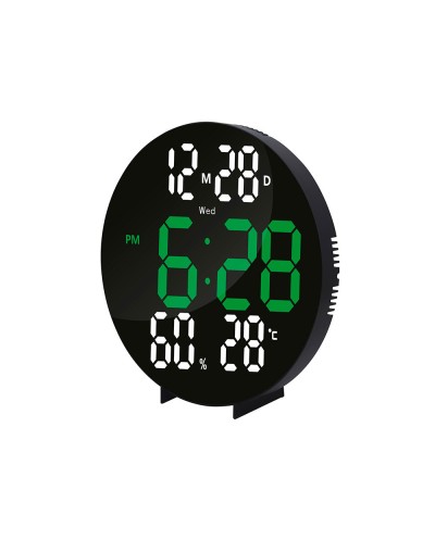 Reloj q connect digital de pared digital con alarma redondo 27 cm