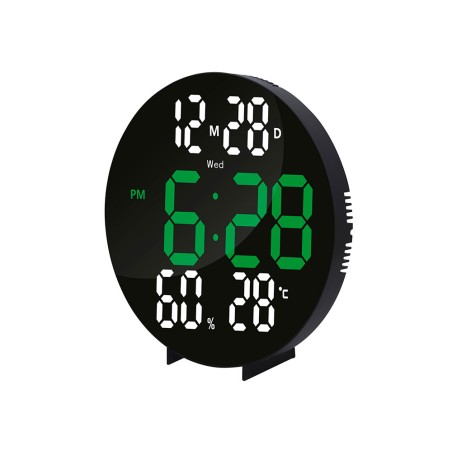 Reloj q connect digital de pared digital con alarma redondo 27 cm