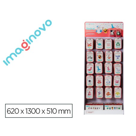 Expositor pasta para modelar imaginovo de secado al aire set de colores con 20 ganchos 64 unidades 620x1300x500 mm