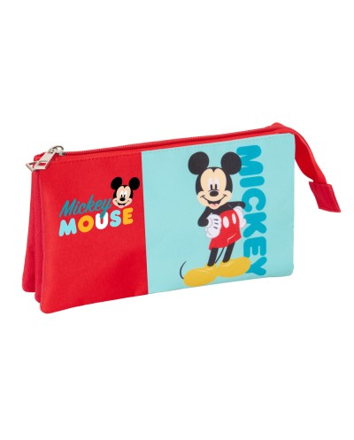 Bolso escolar portatodo safta triple mickey mouse 120x220x30 mm
