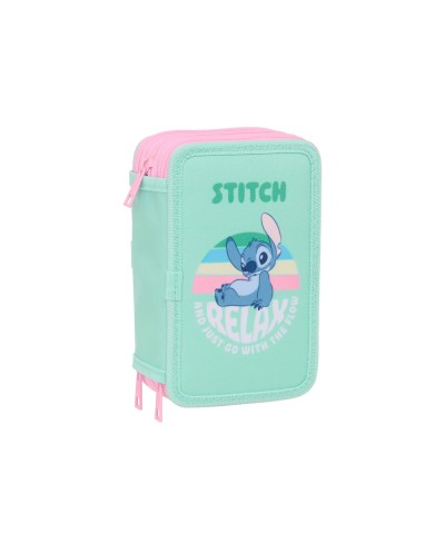 Plumier escolar safta triple 37 piezas stitch 195x125x55 mm