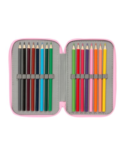 Plumier escolar safta triple 37 piezas stitch 195x125x55 mm