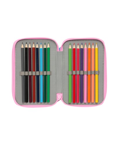 Plumier escolar safta triple 37 piezas stitch 195x125x55 mm