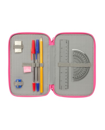 Plumier escolar safta triple 37 piezas princesas 195x125x55 mm