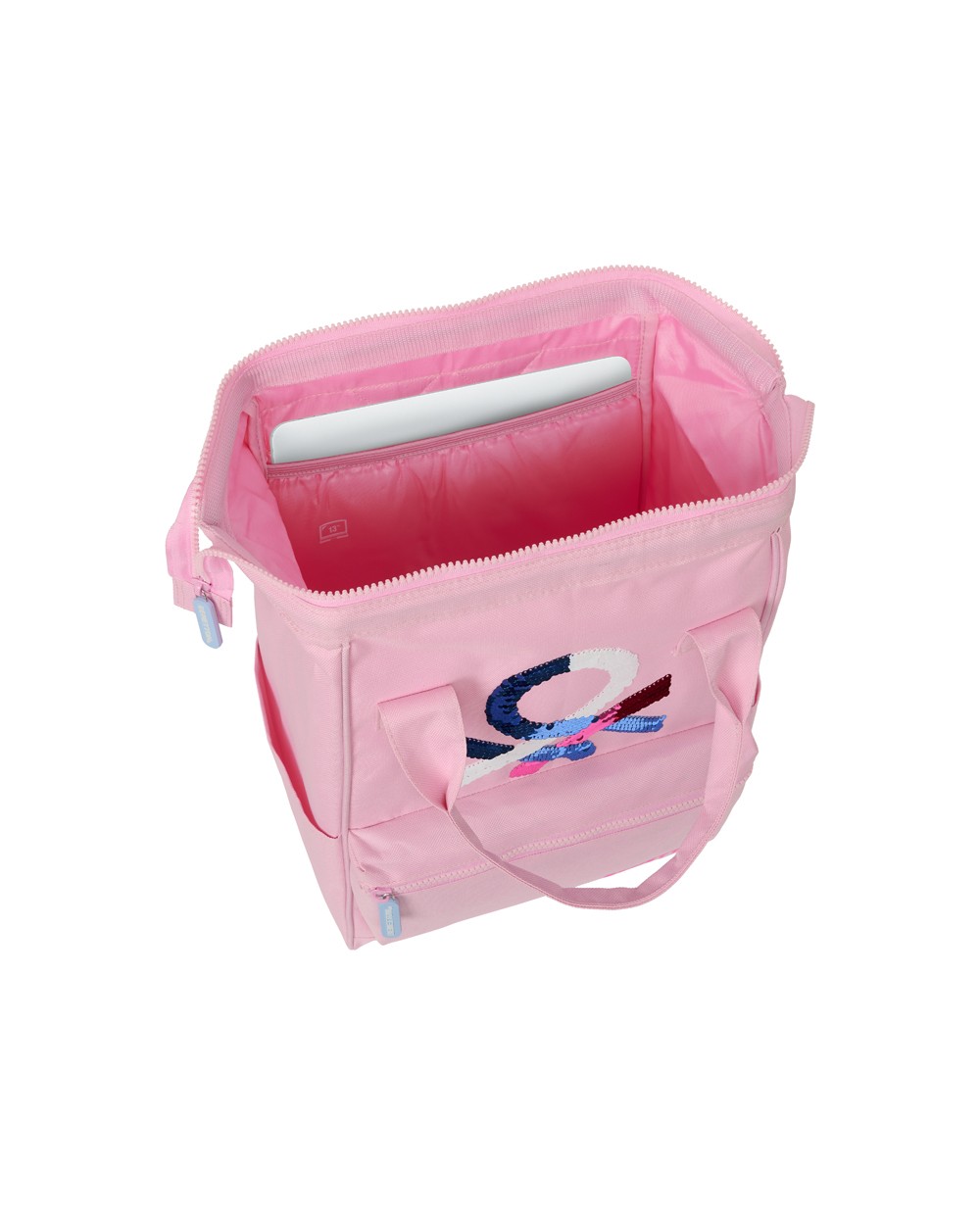 Mochila safta con asas para portatil 13 benetton pink 190x270x400 mm