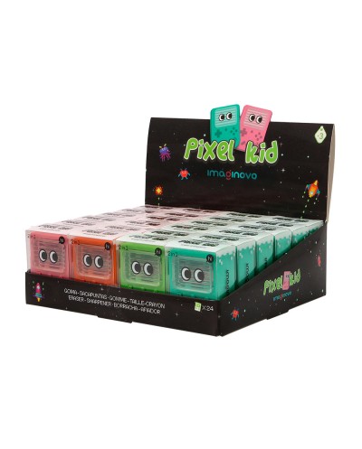 Goma de borrar imaginovo erase it consola con sacapuntas colores surtidos