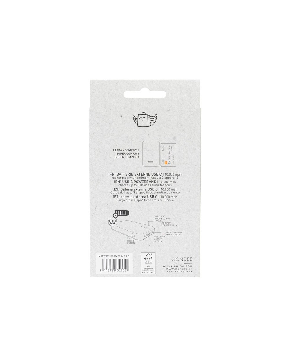 Bateria externa wondee mr wonderful 10000 mah panda rojo