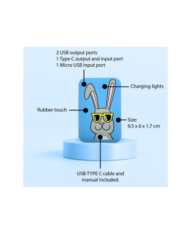 Bateria externa wondee mr wonderful 10000 mah conejo gafas sol