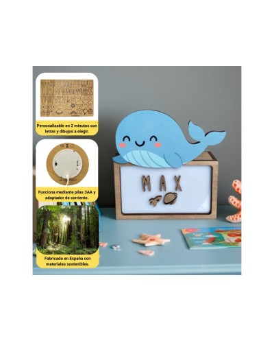 Lampara wondee vintiun personalizable ballena