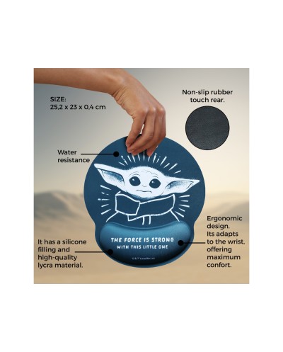 Alfombrilla para raton wondee gel ergonomica mandalorian grogu star wars