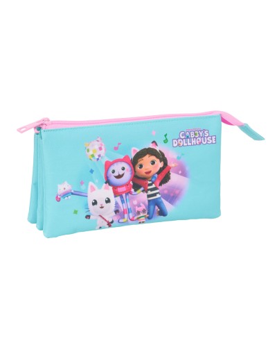 Bolso escolar portatodo safta triple gabby s dollhouse 120x220x30 mm