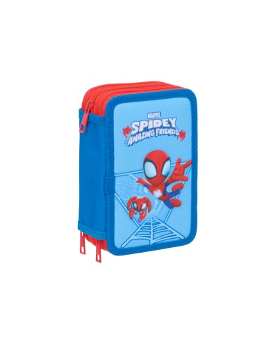 Plumier escolar safta triple 37 piezas spidey 195x125x55 mm