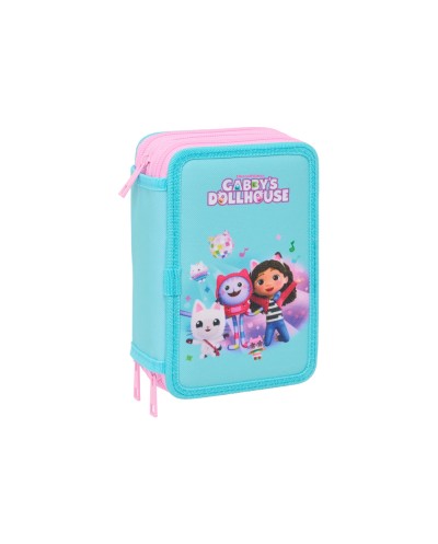 Plumier escolar safta triple 37 piezas gabby s dollhouse 195x125x55 mm